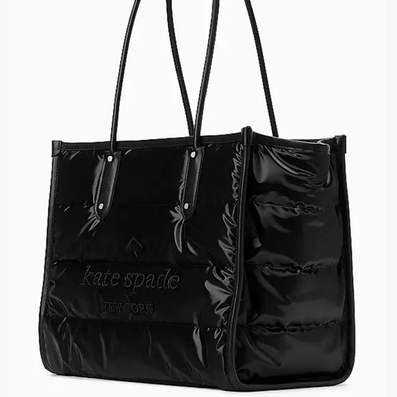 Kate Spade Ella Ksny Puffy Extra Large Tote Bag Black Nylon NWT Womens Authentic - Picture 3 of 11